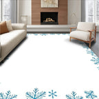 Cool Blue Celestial Snowflakes Border Rug