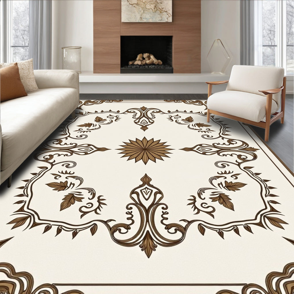 Vintage Scrollwork Floral Medallion Design Rug
