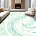 Swirling Green Brushstroke Abstract Design Rug