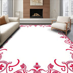 Ornate Red Floral Border Design Rug