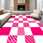 Bright Pink Grid Pattern Rug