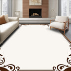 Elegant Brown Swirl Floral Border Design Rug