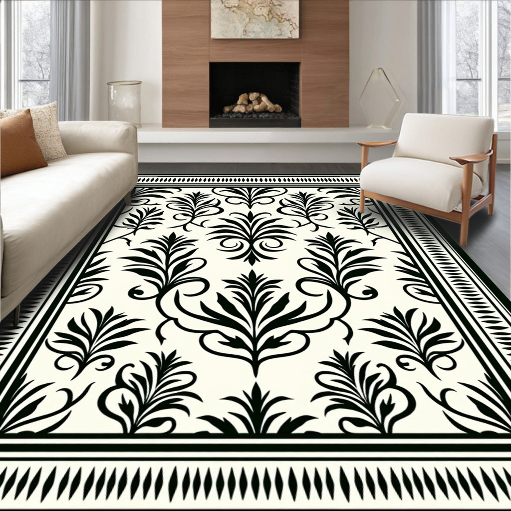 Classic Damask Floral Pattern Rug