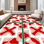 Bold Red Abstract X Pattern Rug