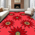 Bold Red Floral Pattern Rug