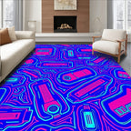 Retro Futuristic Tech Pattern Rug