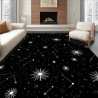 Cosmic Black Starry Night Constellations Rug