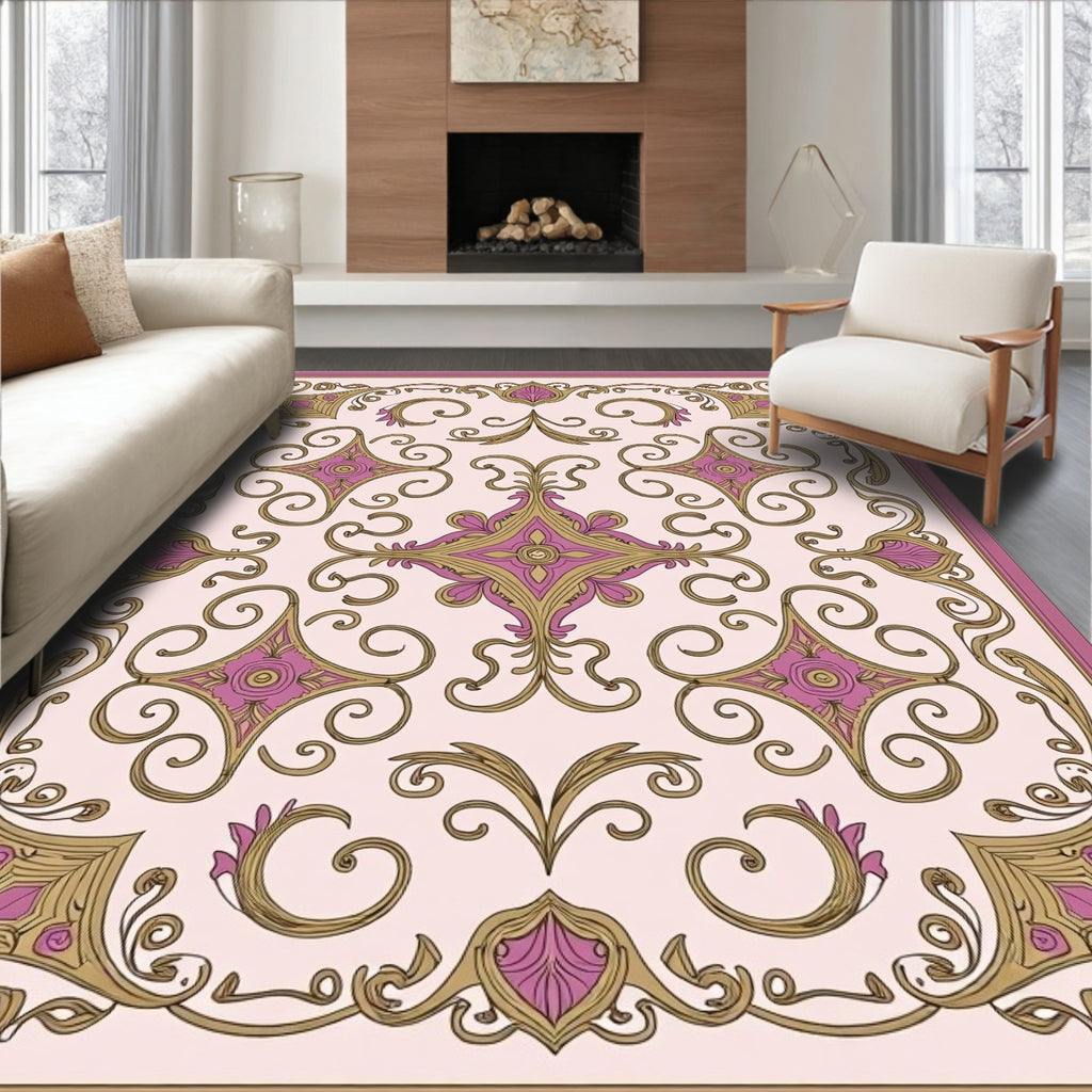 Elegant Paisley Floral Swirls Design Rug
