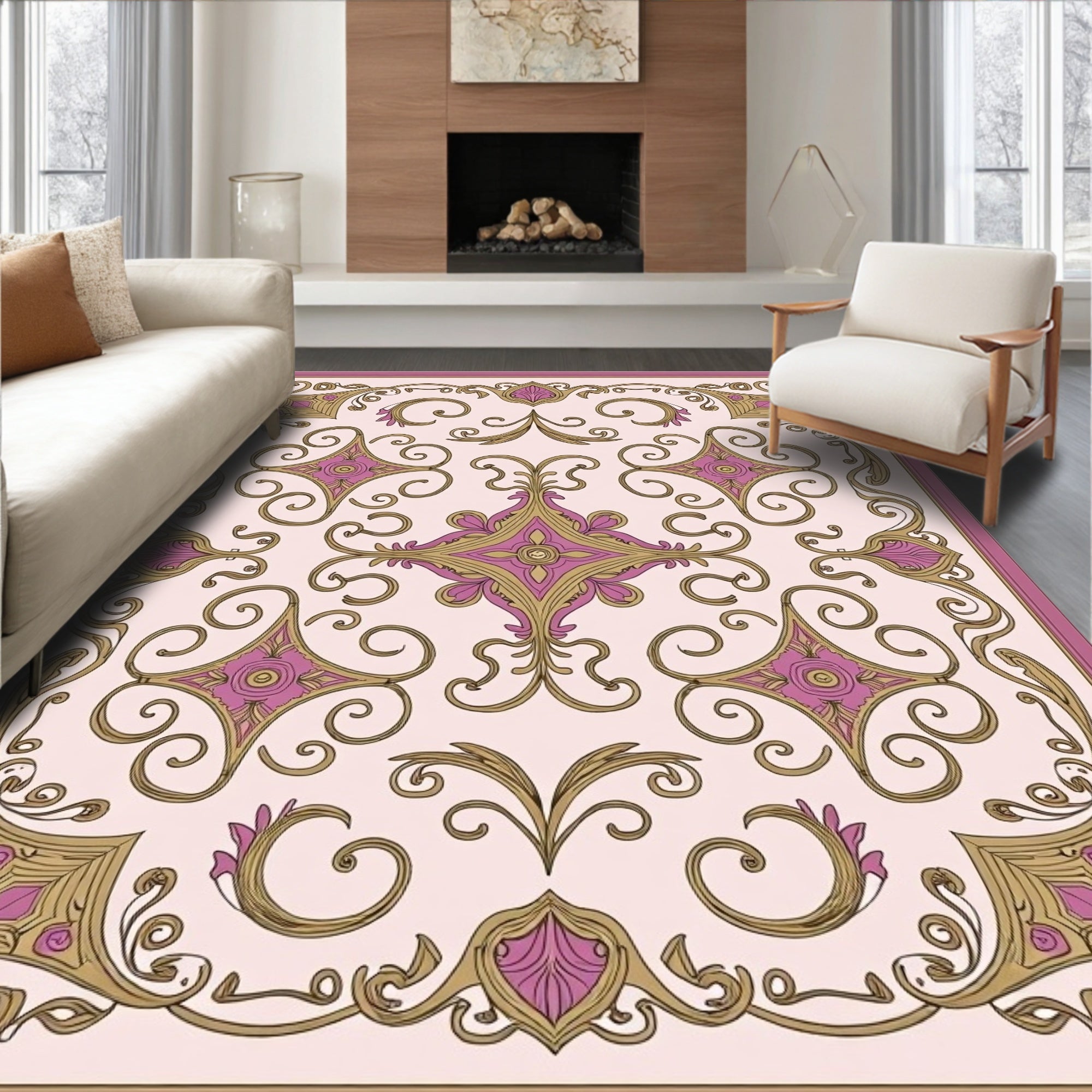 Elegant Paisley Floral Swirls Design Rug