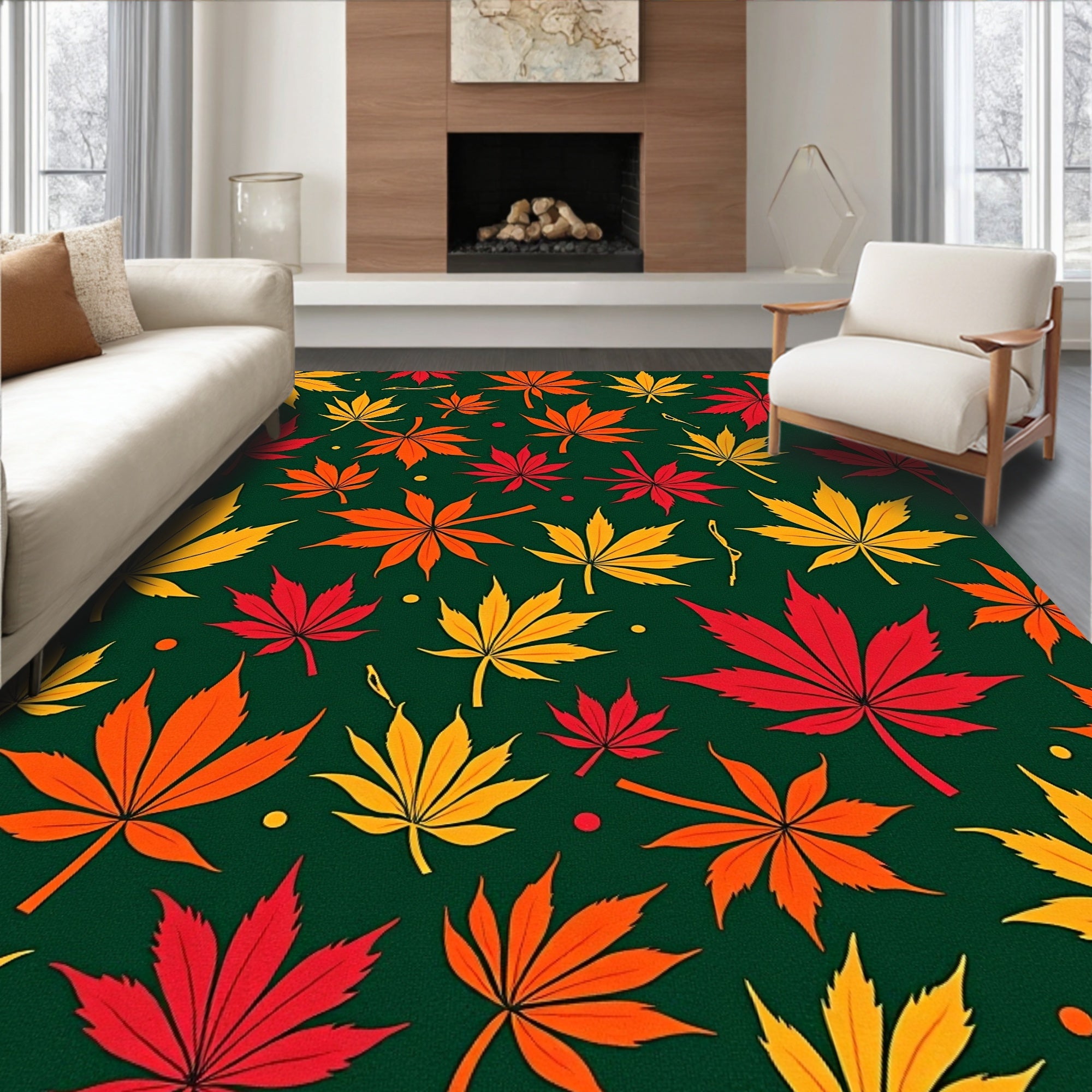 Autumn Maple Leaf Pattern Rug