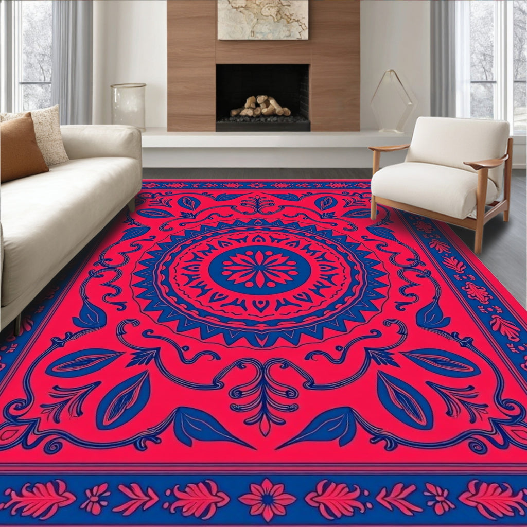 Bold Floral Mandala Design Rug