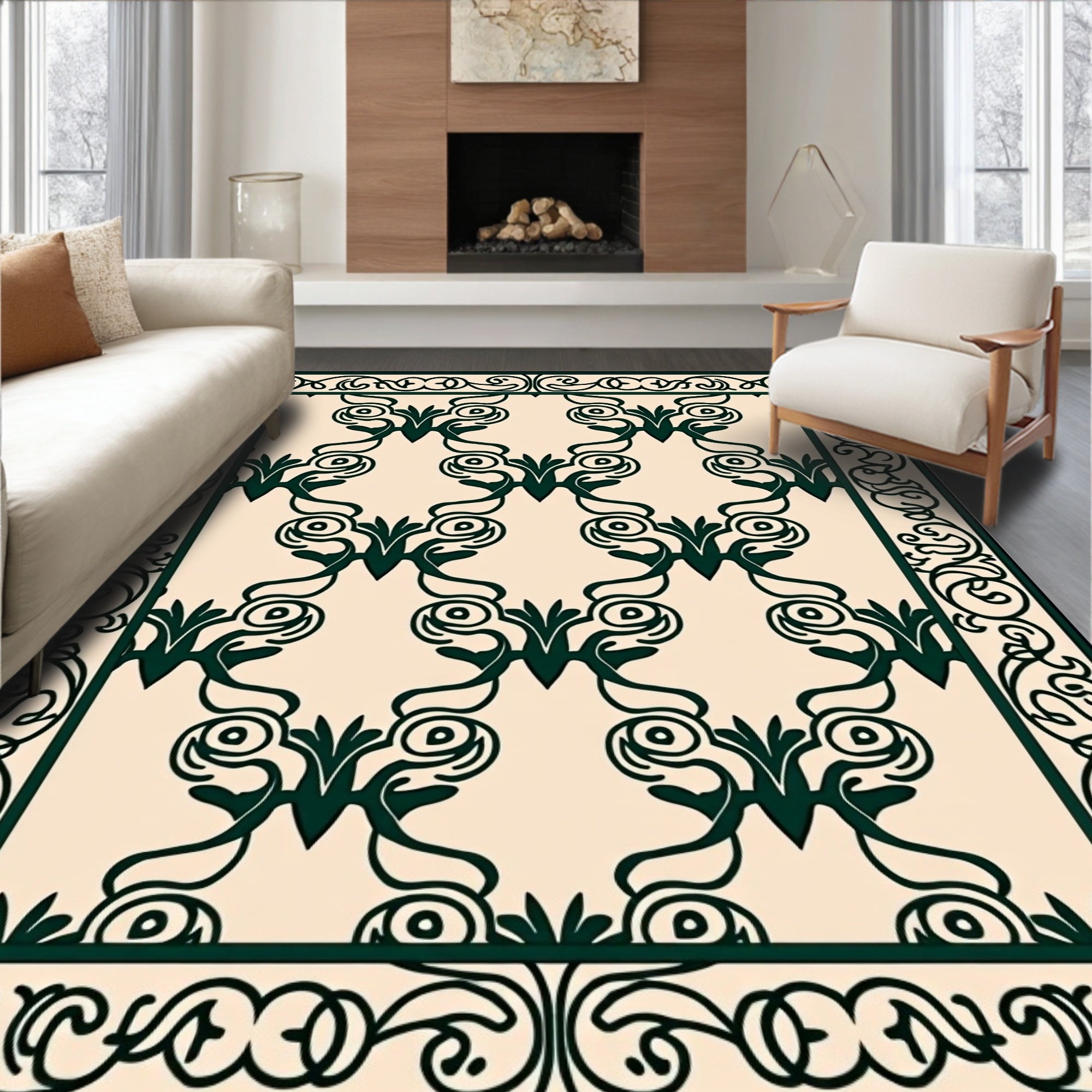 Regal Vintage Floral Scroll Rug