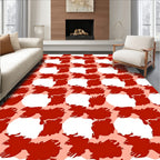 Abstract Red White Brushstroke Pattern Rug
