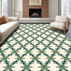Green Geometric Lattice Pattern Rug