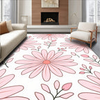 Soft Pink Daisy Floral Pattern Rug