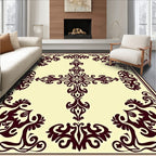Ornate Dark Floral Scrollwork Design Rug