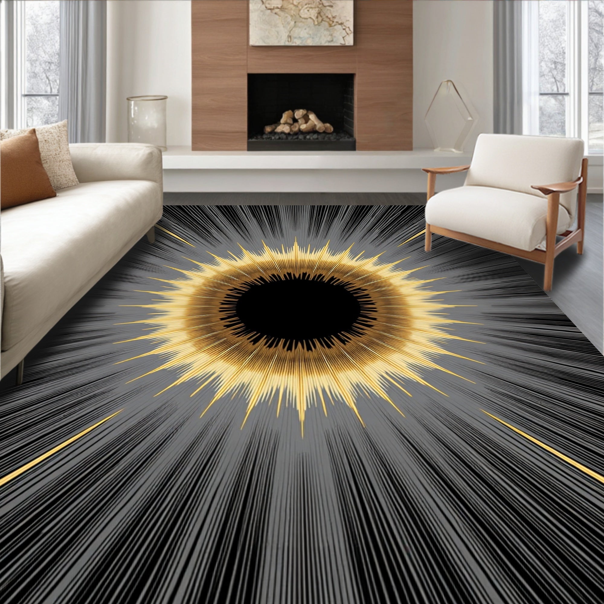 Radiant Sunlight Burst Pattern Rug