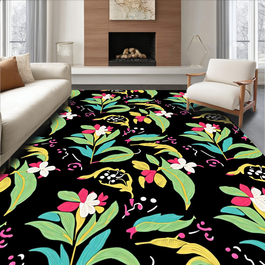 Tropical Floral Pattern Design Rug