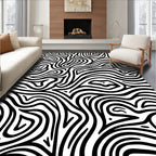 Abstract Black White Swirl Pattern Rug