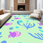 Whimsical Fish and Coral Pattern Rug