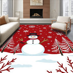 Whimsical Snowman Snowflake Pattern Rug