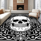 Skull Gothic Floral Ornament Rug