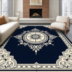Elegant Cream Mandala Pattern Design Rug