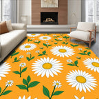 Golden Orange Daisy Pattern Rug