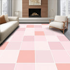 Soft Pink Peach Checkered Pattern Rug