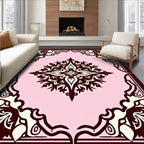 Elegant Brown Cream Floral Motif Rug