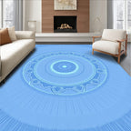 Sky Blue Radial Sunburst Medallion Rug