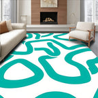 Abstract Turquoise Flowing Lines Rug