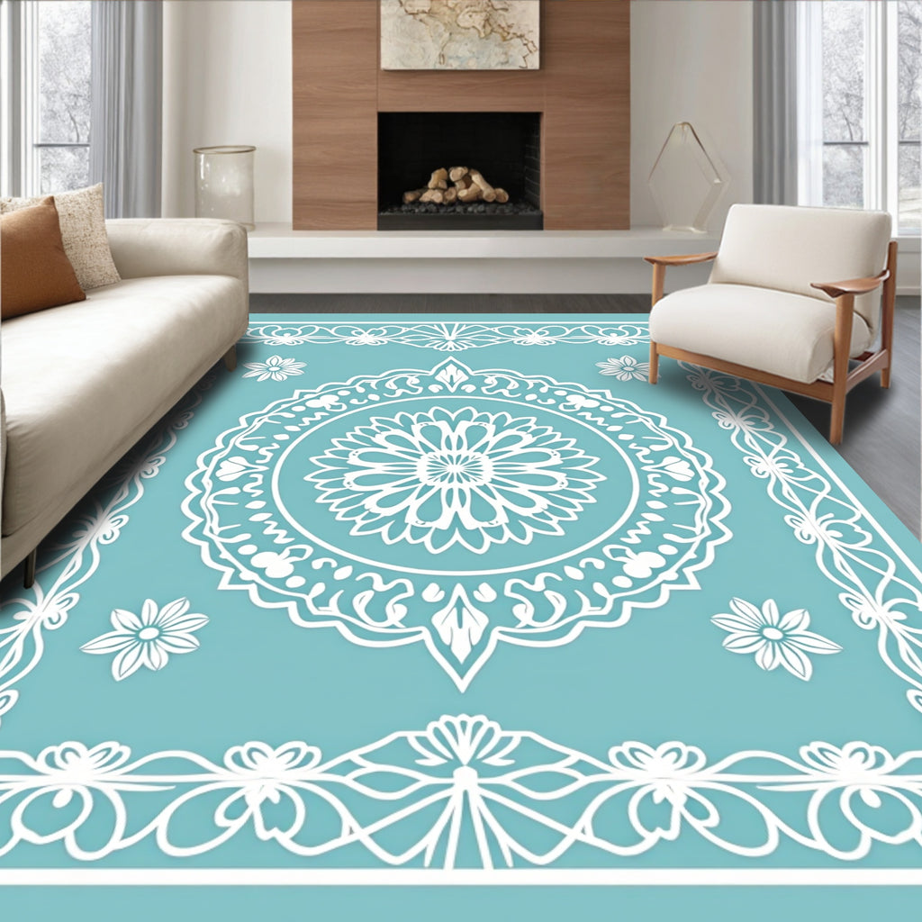 Intricate Floral Mandala Design Rug