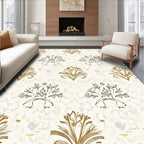 Gold Brown Floral Sketch Pattern Rug