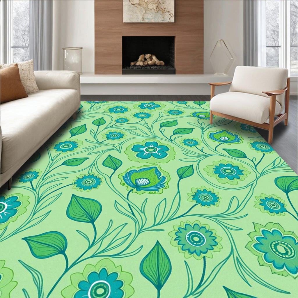 Retro Floral Vines Pattern Rug