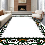 Ornate Green Gold Floral Pattern Rug
