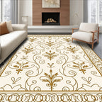 Classic Floral Swirls Bordered Cream Rug