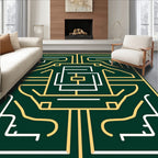 Geometric Maze And Lines Pattern Rug