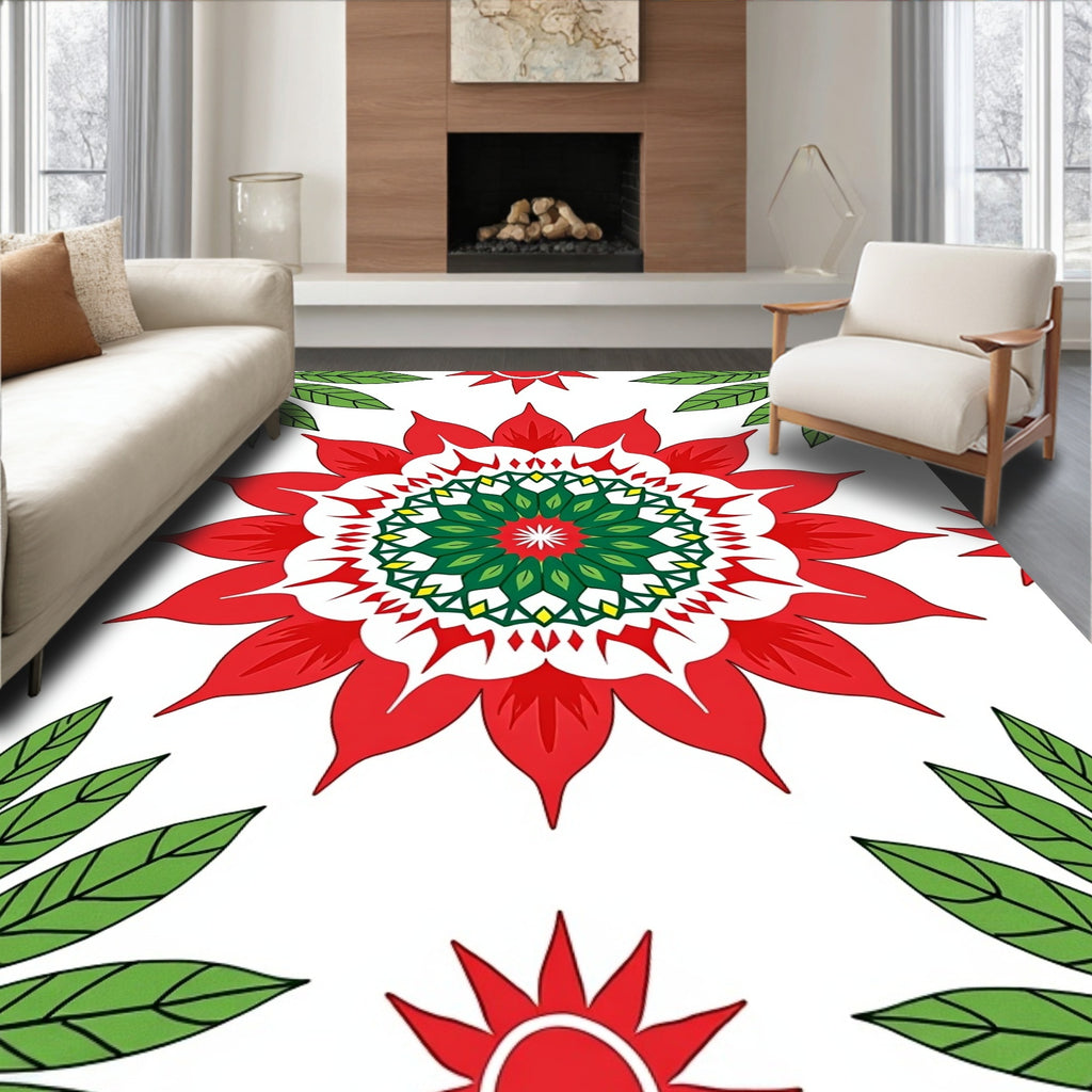 Bold Floral Medallion Pattern Rug