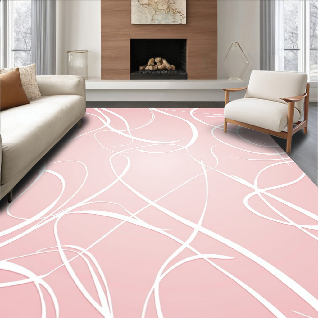Soft Pink Swirls Abstract Rug