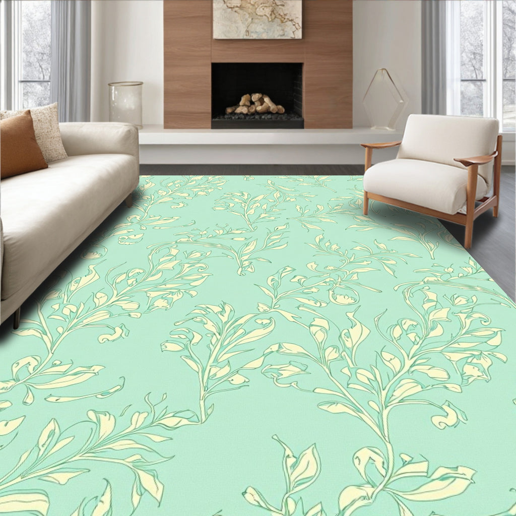 Delicate Pastel Leaf Pattern Rug