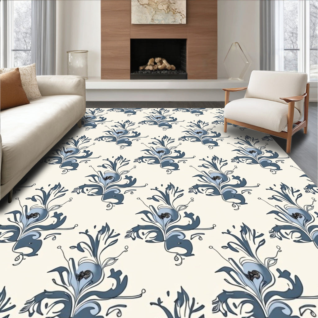 Classic Flourish Floral Pattern Design Rug