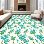 Tropical Leaf Pattern with Teal Accents Rug
