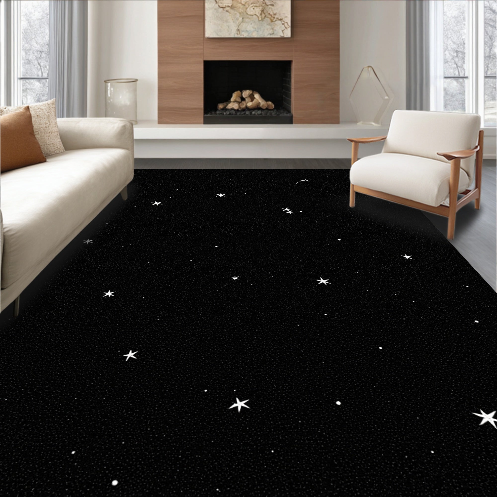 Night Sky Star Pattern Rug
