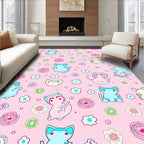 Cute Cat Flower Patterned Rug