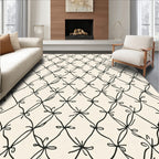 Black Ribbon Bow Lattice Pattern Rug
