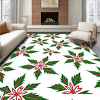 Ornate Red Green Floral Pattern Rug