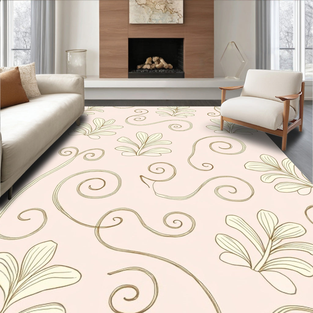 Gentle Cream Floral Swirls Rug