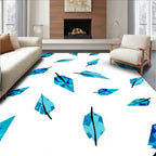Abstract Blue Feather Pattern Rug