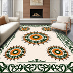 Orange Green Mandala Border Rug
